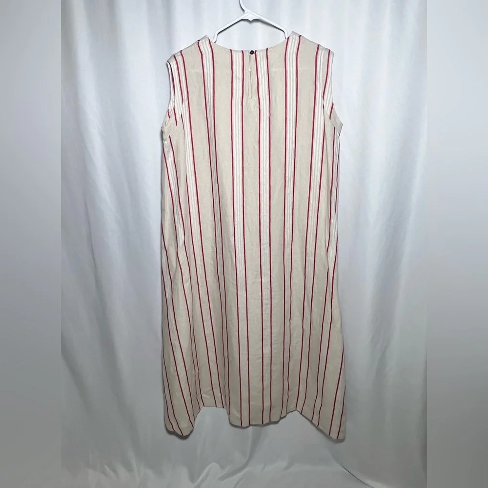 ICHI ANTIQUITES LINEN STRIPE SLEEVELESS DRESS - Picture 5 of 11